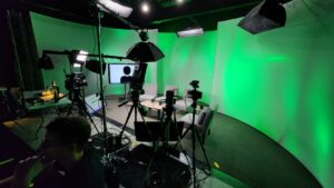 The Studio set up for for a live panel discussion with Virtual Guests