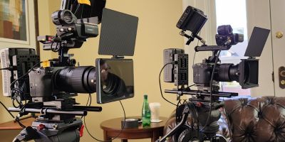 Two Sony FX3 Cameras set up for a corporate interview