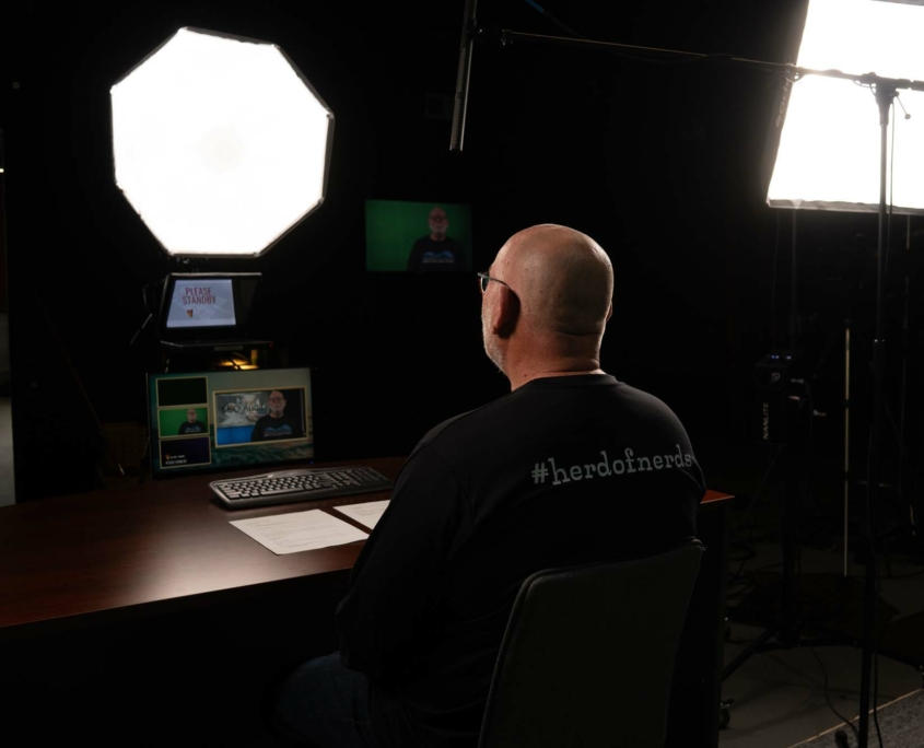 BTS image of an online course video production for Analytics That Profit.